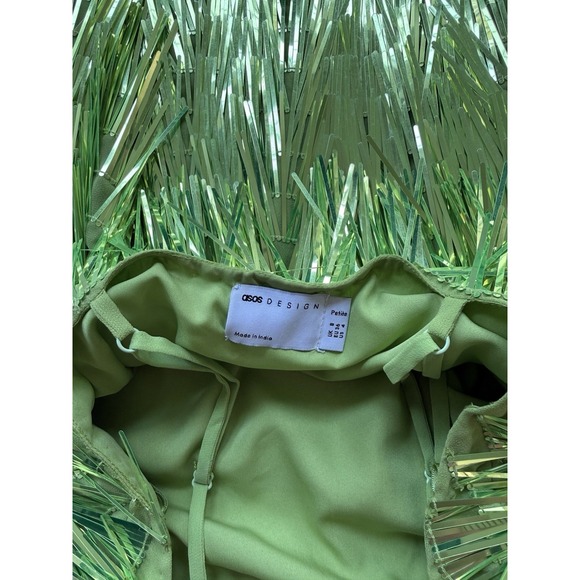 ASOS Edition Sequin Shard Backless Bright Green Mini Dress Party Cocktail Sz 4P - Picture 9 of 11
